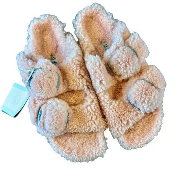 NWT Papillio Birkenstock Arizona Big Buckle Teddy Platform Crystal Rose Size 37 - Picture 2 of 9